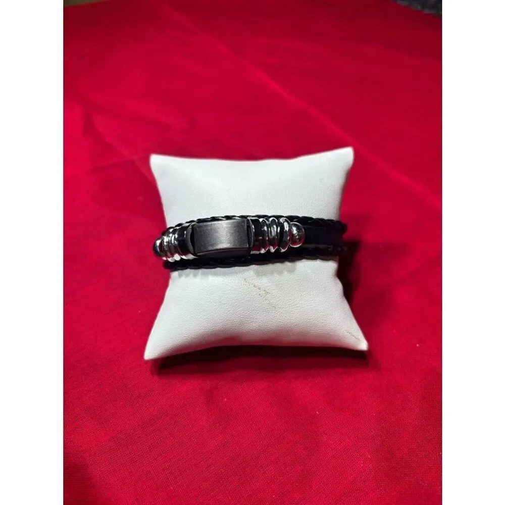 New! Decorative Leather Bracelet Men Wrap Handmade Wristband Adjustable